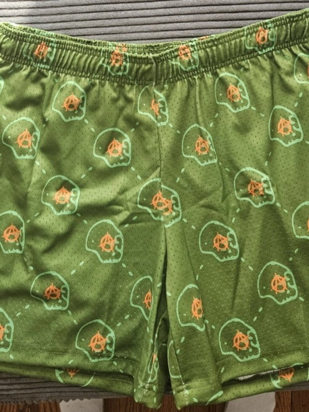Bravest Studios Anarchy Skull Mesh Shorts Olive Green Men's